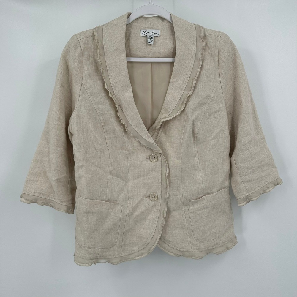 Womens Old Money Linen Blazer Size MP Jacket Quiet Luxury Minimalist Feminine